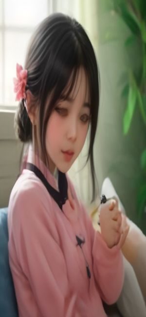 蓝莓视频 App 首页推荐流，顶部是搜索框和分类标签，下方是缩略图网格，背景为米色，界面干净